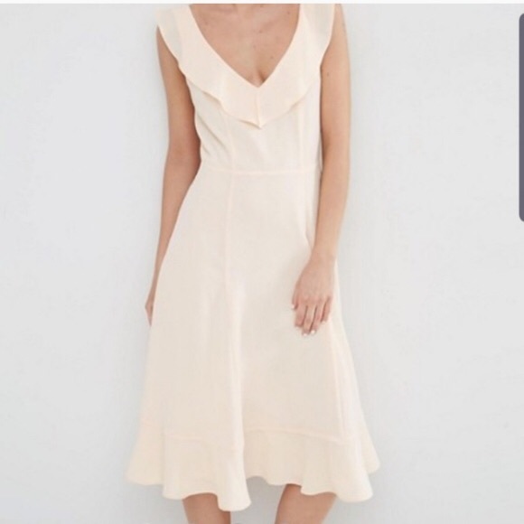 ASOS Dresses & Skirts - ASOS blush chiffon ruffle dress with v neckline